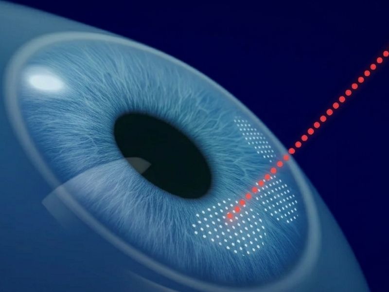 Retinal laser treatment illustration